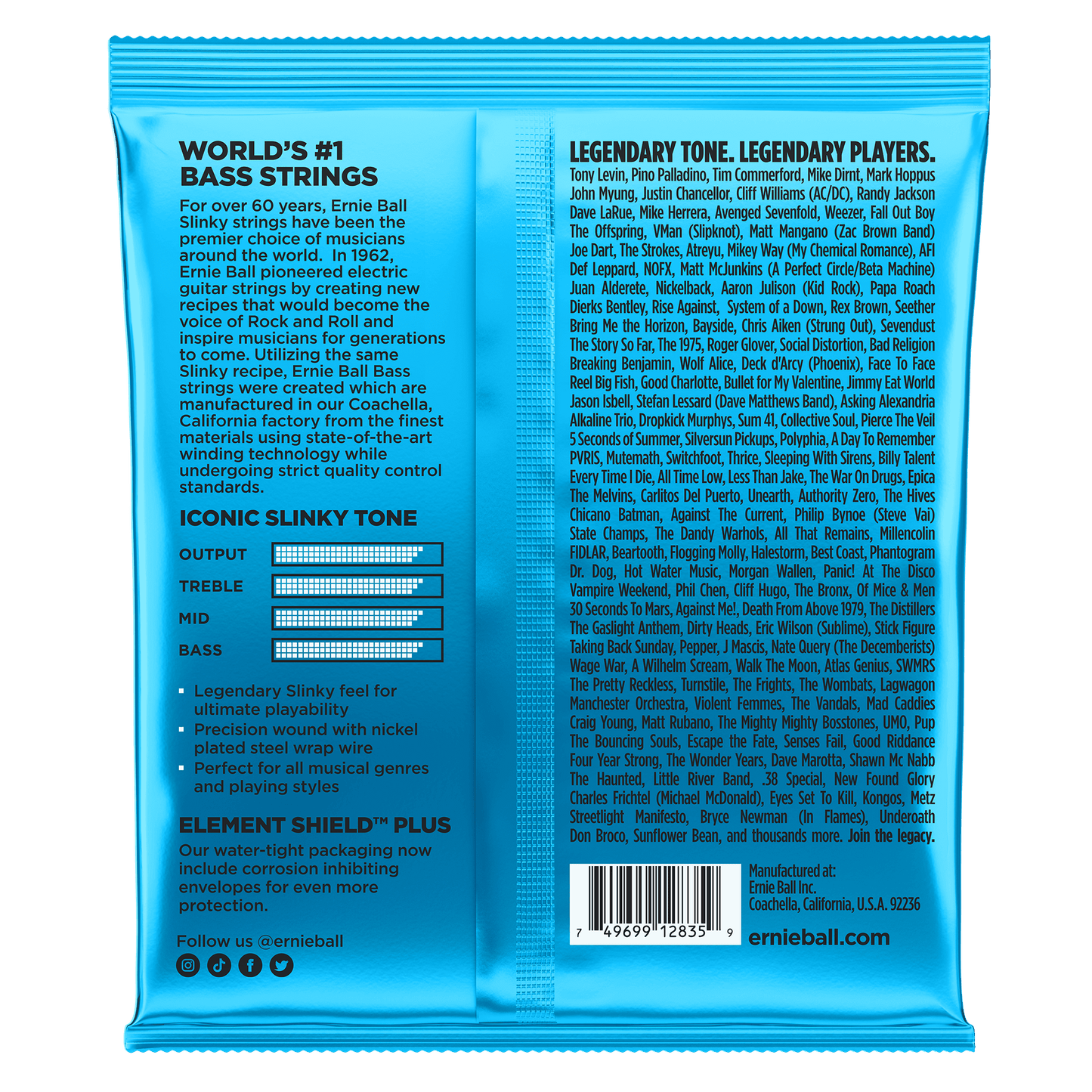 ERNIE BALL P02835 EXTRA SLINKY NICKEL WOUND ELECTRIC BASS STRINGS (40-95) GAUGE