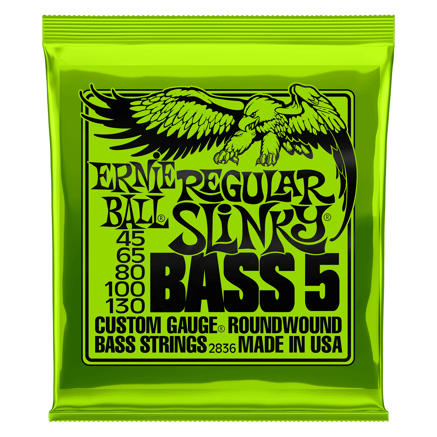 ERNIE BALL P02836 REGULAR SLINKY NICKEL WOUND 5-STRING ELECTRIC BASS STRINGS 45-130 GAUGE