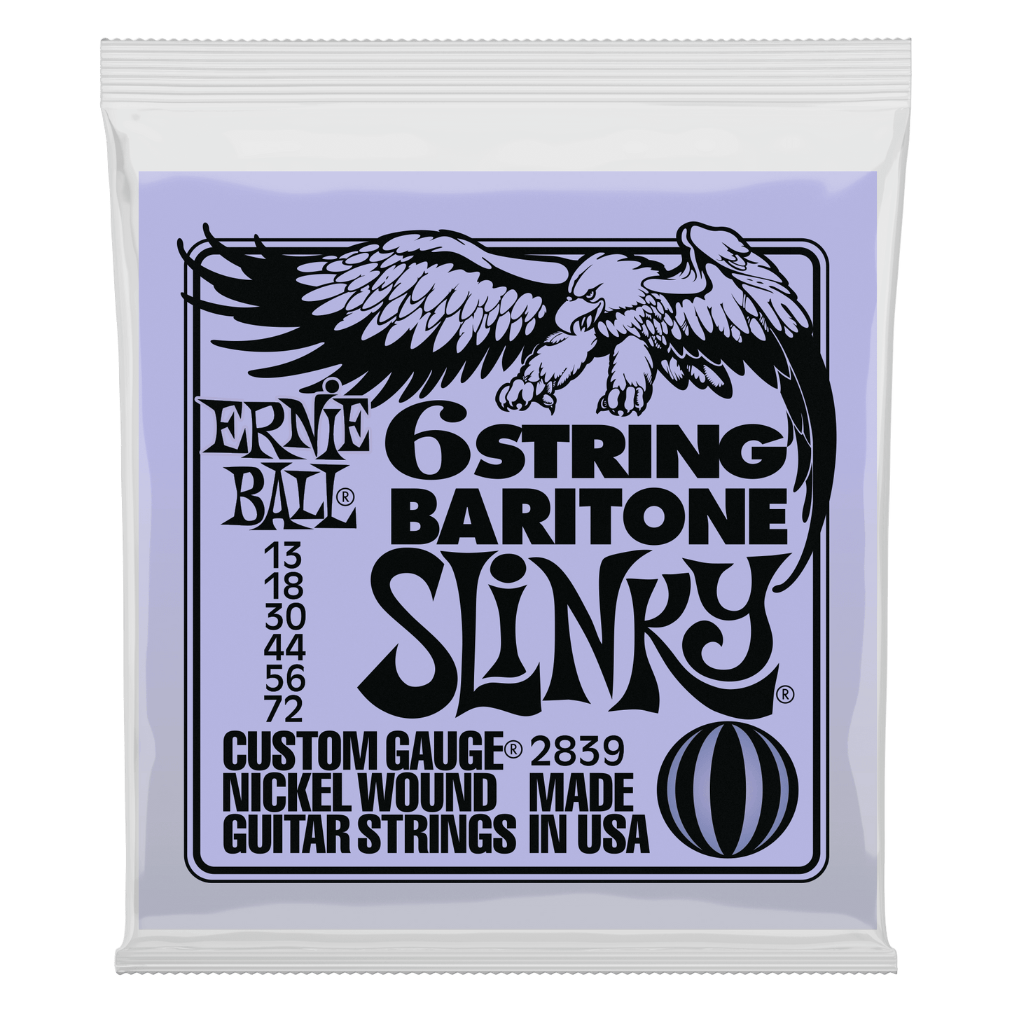 Ernie Ball P02839 Slinky 6-String w/ small ball end Baritone Guitar Strings 13-72 Gauge