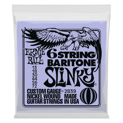 Ernie Ball P02839 Slinky 6-String w/ small ball end Baritone Guitar Strings 13-72 Gauge