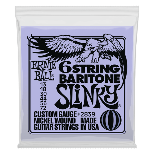 Ernie Ball P02839 Slinky 6-String w/ small ball end Baritone Guitar Strings 13-72 Gauge