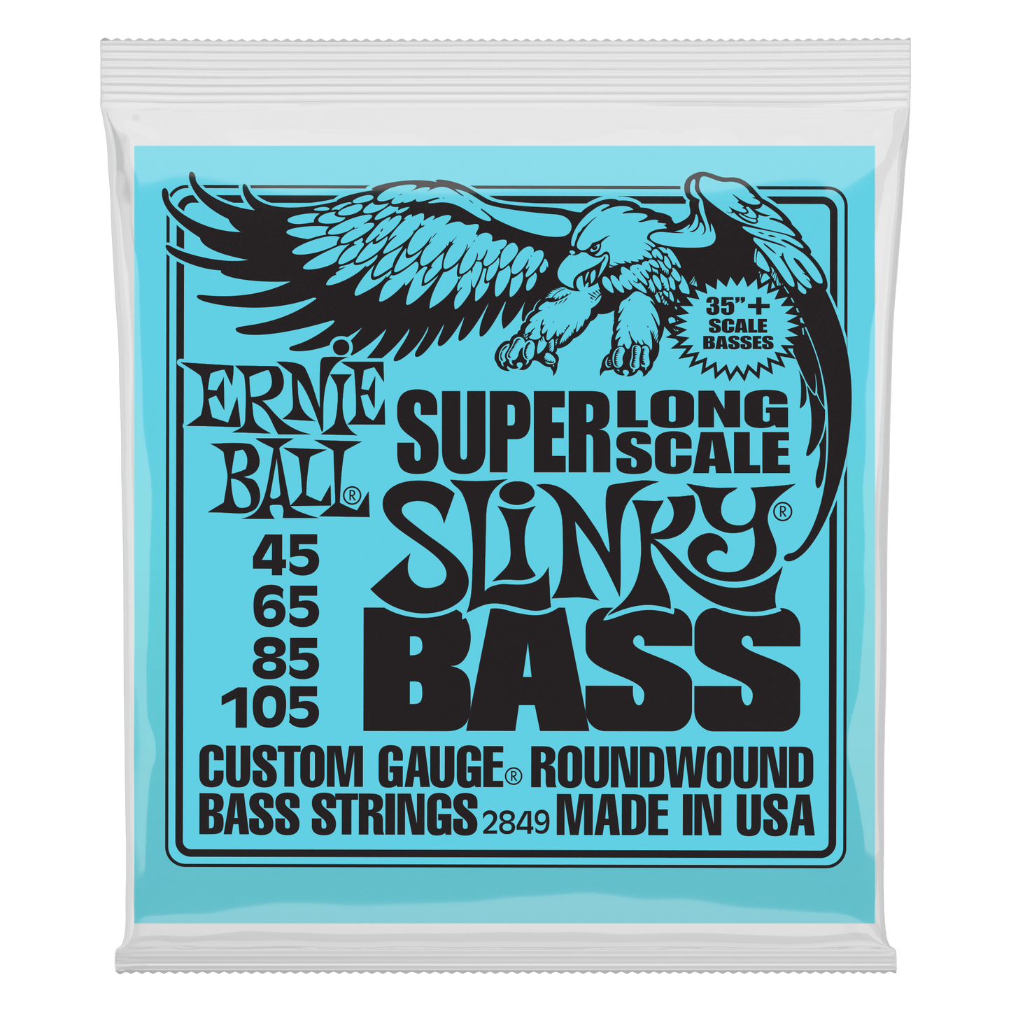 ERINE BALL P02849 SLINKY NICKEL WOUND SUPER LONG SCALE ELECTRIC BASS STRINGS (45-105) GAUGE