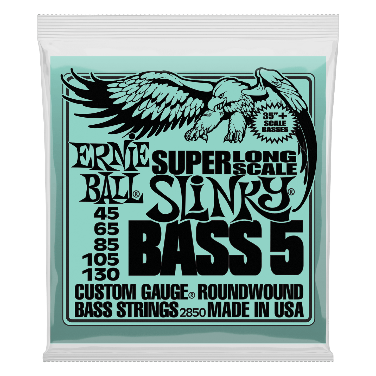 ERNIE BALL P02850 SLINKY NICKEL WOUND SUPER LONG SCALE 5-STRING ELECTRIC BASS STRINGS (45-130) GAUGE