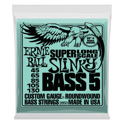 ERNIE BALL P02850 SLINKY NICKEL WOUND SUPER LONG SCALE 5-STRING ELECTRIC BASS STRINGS (45-130) GAUGE