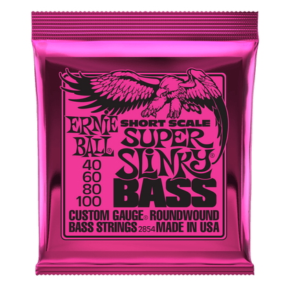 ERNIE BALL SUPER SLINKY NICKEL WOUND SHORT SCALE ELECTRIC BASS STRINGS 40-100 GAUGE - P02854