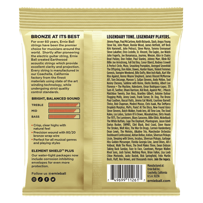 Ernie Ball P03002 Medium Earthwood 80/20 Bronze Acoustic Guitar Strings (13-56) Gauge - 3 Pack