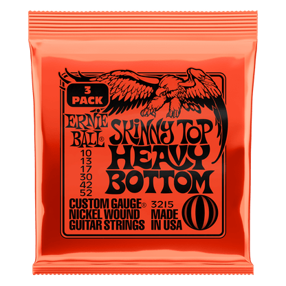 Ernie Ball P03215 Skinny Top Heavy Bottom Slinky Nickel Wound Electric Guitar Strings (10-52) Gauge - 3 Pack