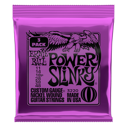 Ernie Ball P03220 Power Slinky Nickel Wound Electric Guitar Strings 11-48 Gauge - 3 Pack