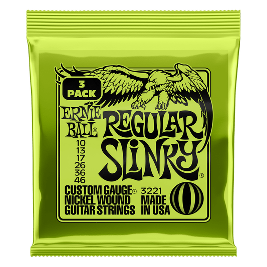 Ernie Ball P03221 Regular Slinky Nickel Wound Electric Guitar Strings (10-46) Gauge - 3 Pack
