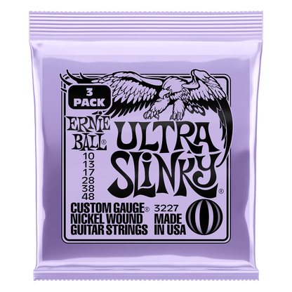 Erine Ball P03227 Ultra Slinky Nickel Wound Electric Guitar Strings 10-48 Gauge - 3 Pack