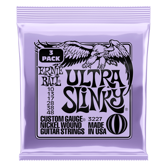 Erine Ball P03227 Ultra Slinky Nickel Wound Electric Guitar Strings 10-48 Gauge - 3 Pack
