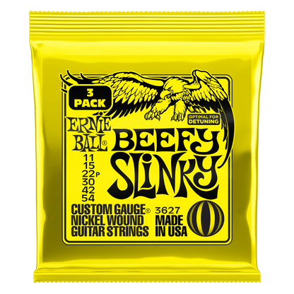 Ernie Ball P03627 Beefy Slinky Nickel Wound Electric Guitar Strings 11-54 Gauge - 3 Pack