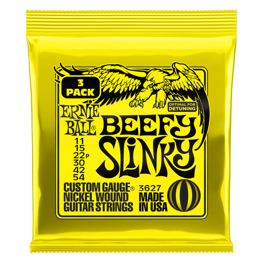 Ernie Ball P03627 Beefy Slinky Nickel Wound Electric Guitar Strings 11-54 Gauge - 3 Pack