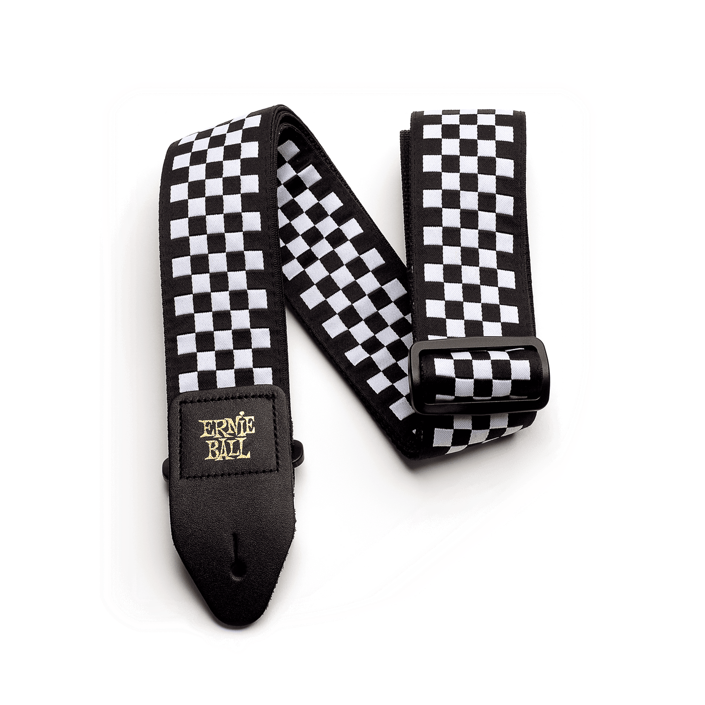 ERNIE BALL P04149 CLASSIC JACQUARD GUITAR STRAP/BASS STRAP - BLACK & WHITE CHECKERS