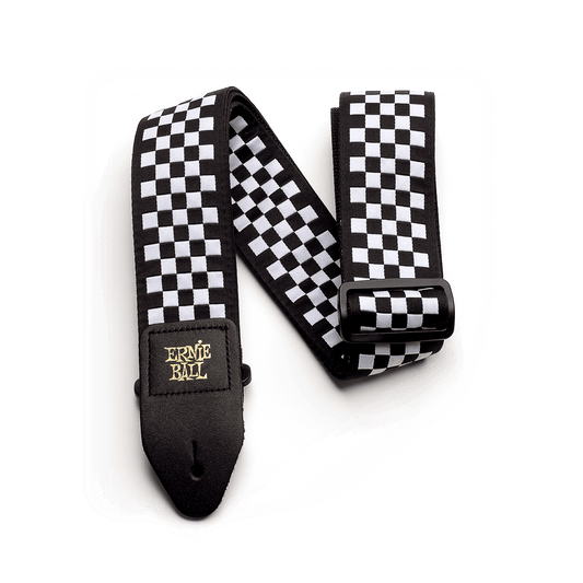 ERNIE BALL P04149 CLASSIC JACQUARD GUITAR STRAP/BASS STRAP - BLACK & WHITE CHECKERS
