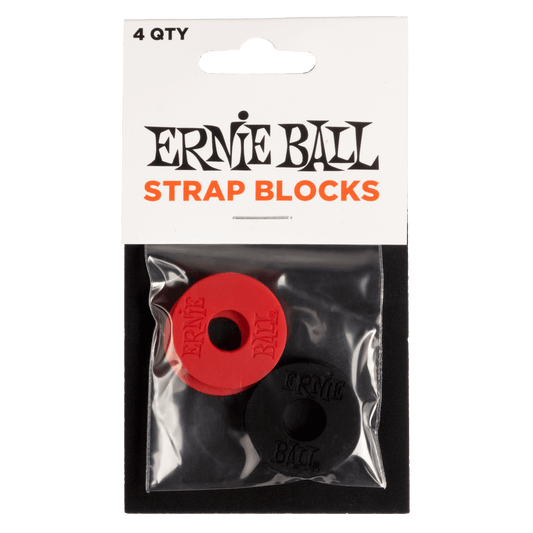 Ernie Ball P04603 Strap Blocks - Red and Black - 4 Pack