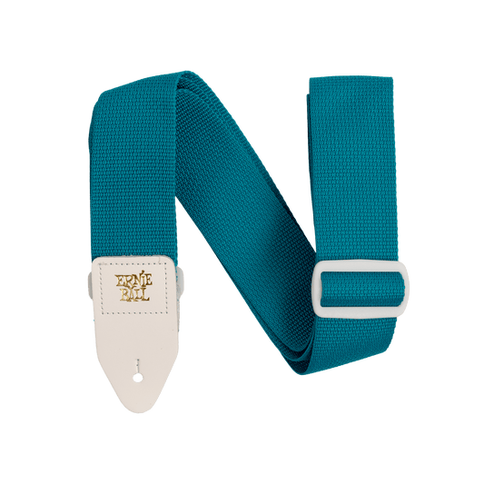 ERNIE BALL P05349 POLYPRO GUITAR STRAP/BASS STRAP - TEAL W/ WHITE