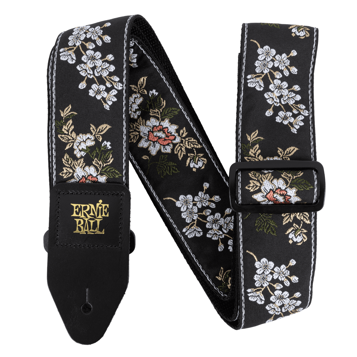 ERNIE P05362 BALL CLASSIC JACQUARD GUITAR STRAP/BASS STRAP - WHITE BLOSSOM