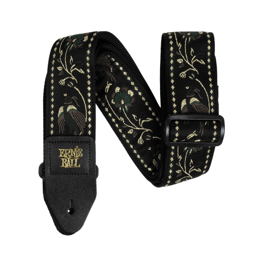 Ernie Ball P05372 Classic Jacquard Guitar Strap/Bass Strap - Black Pleasant Pheasant