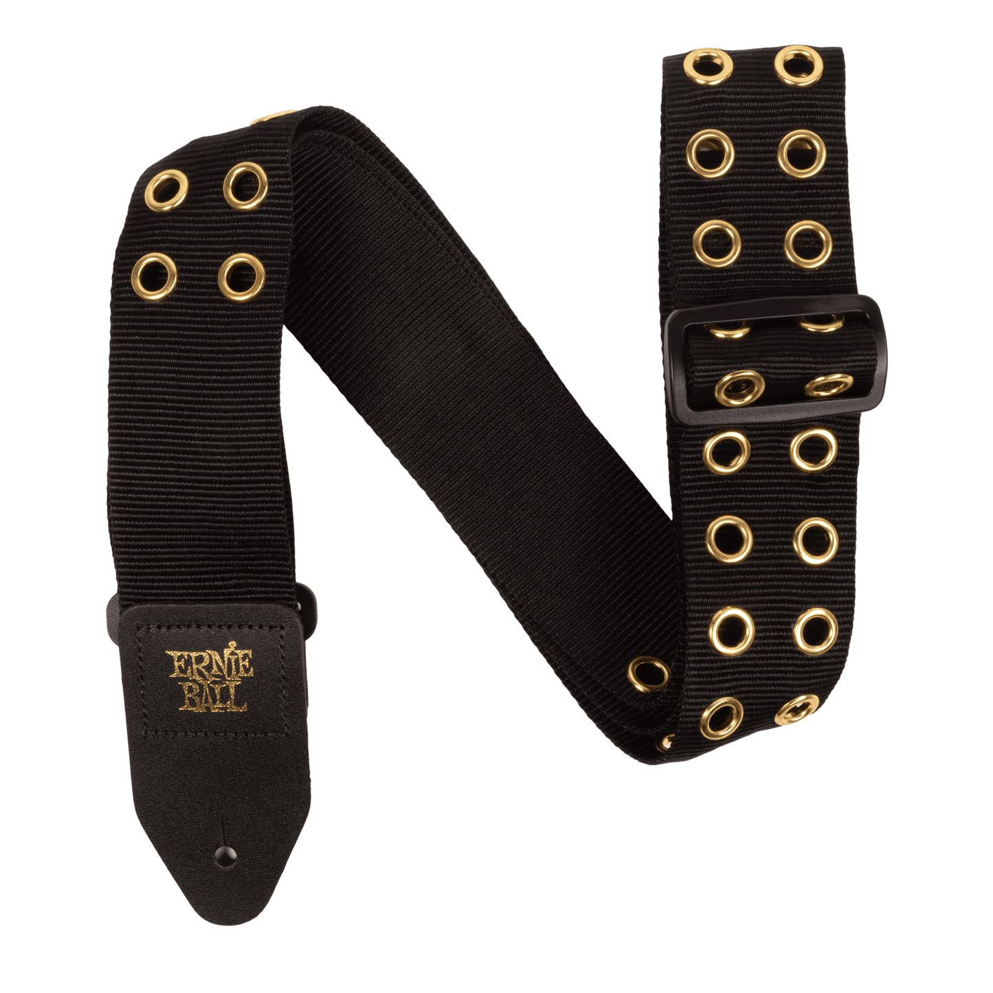 ERNIE BALL P05398 PREMIUM GUITAR STRAP/BASS STRAP - HOLE LOTTA METAL GOLD