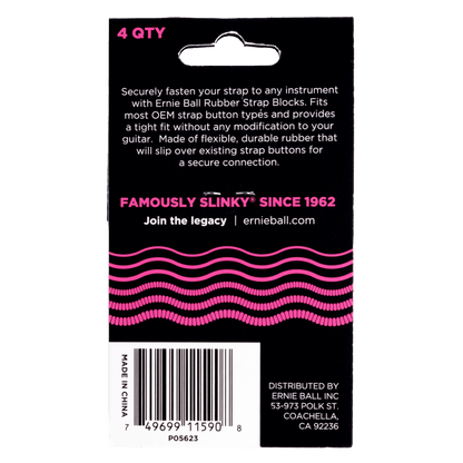 Ernie Ball P05623 Strap Blocks - Pink - 4 Pack