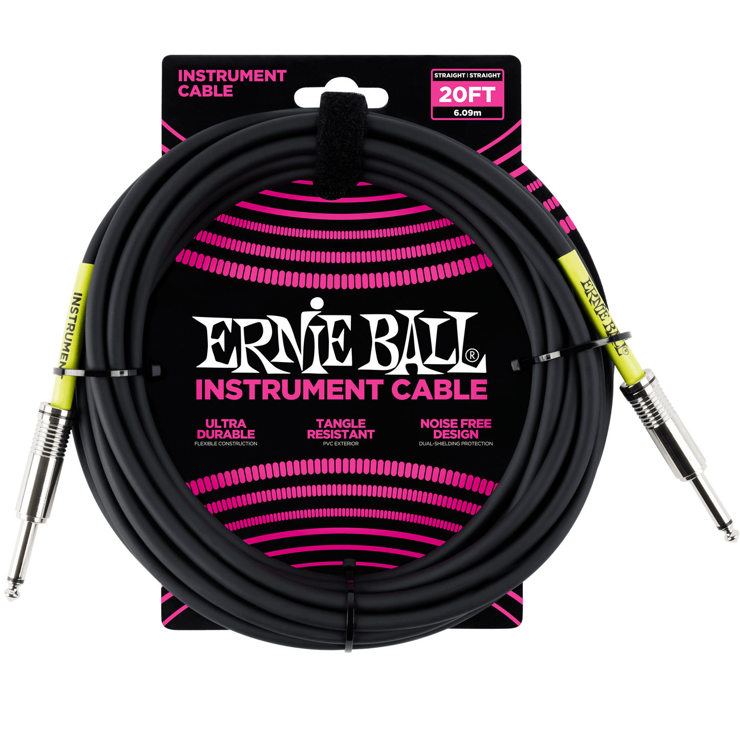 Ernie Ball P06046 Classic Instrument Cable Straight/Straight 20ft - Black