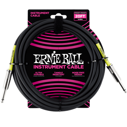 Ernie Ball P06046 Classic Instrument Cable Straight/Straight 20ft - Black