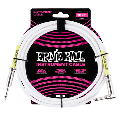 ERNIE BALL P06049 CLASSIC INSTRUMENT CABLE STRAIGHT/ANGLE 10FT - WHITE