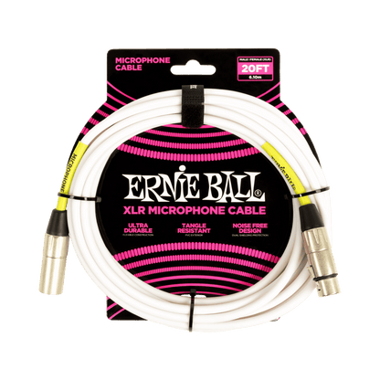 ERNIE BALL P06389 CLASSIC XLR MICROPHONE CABLE MALE/FEMALE 20FT - WHITE