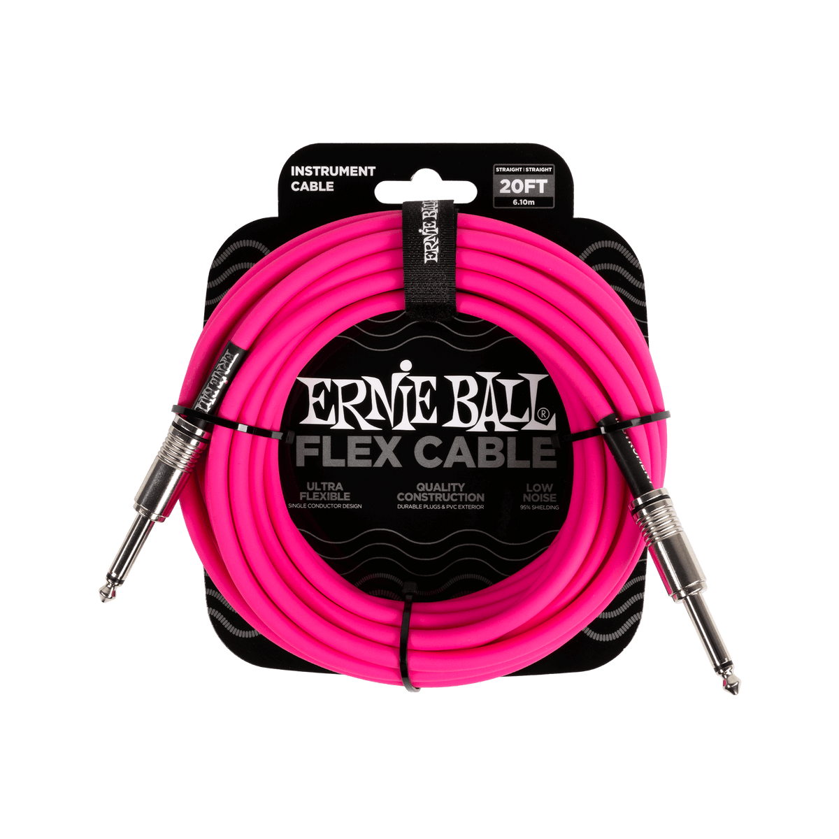 Ernie Ball P06418 Flex Instrument Cable Straight/Straight 20ft - Pink