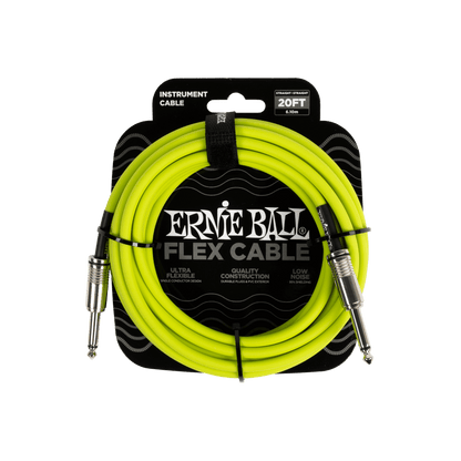 Ernie Ball P06419 Flex Instrument Cable Straight/Straight 20ft - Green