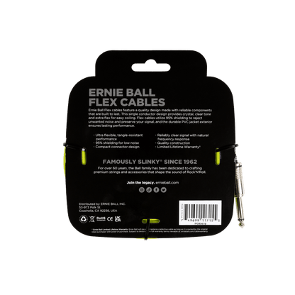 Ernie Ball P06419 Flex Instrument Cable Straight/Straight 20ft - Green