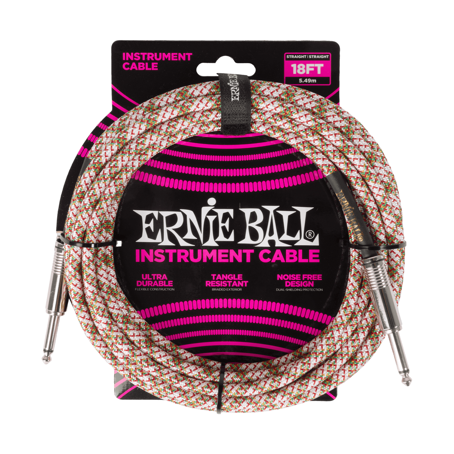 Ernie Ball P06430 Braided Instrument Cable Straight/Straight 18ft - Emerald Argyle