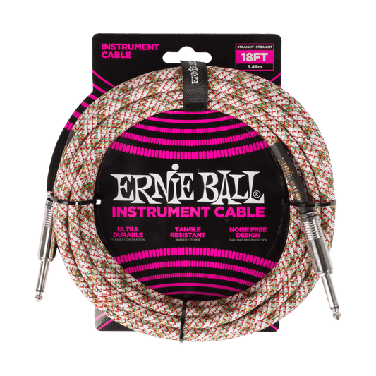 Ernie Ball P06430 Braided Instrument Cable Straight/Straight 18ft - Emerald Argyle