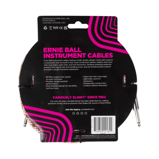 Ernie Ball P06430 Braided Instrument Cable Straight/Straight 18ft - Emerald Argyle