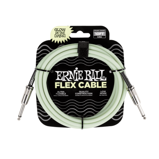 ERNIE BALL P06436 FLEX INSTRUMENT CABLE STRAIGHT/STRAIGHT 10FT - GLOW IN DARK