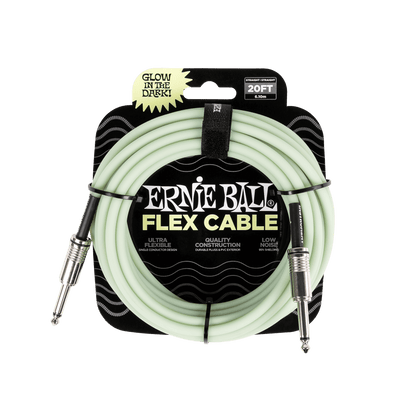 ERNIE BALL P06437 FLEX INSTRUMENT CABLE STRAIGHT/STRAIGHT 20FT - GLOW IN DARK