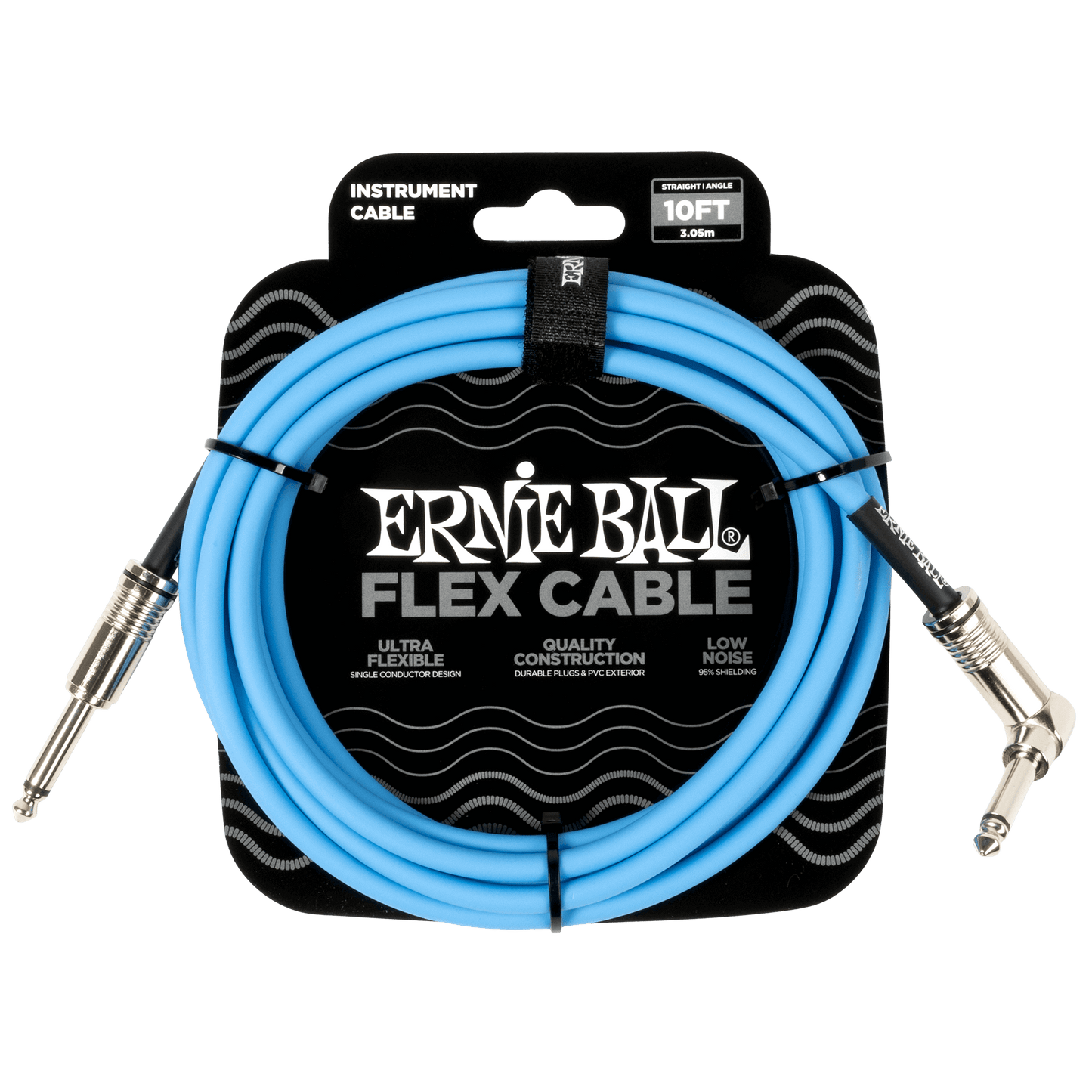 Ernie Ball P06464 Flex Instrument Cable Straight/Angle 10ft - Blue
