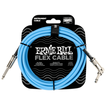 Ernie Ball P06464 Flex Instrument Cable Straight/Angle 10ft - Blue