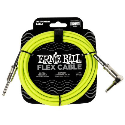 Ernie Ball P06465 Flex Instrument Cable Straight/Angle 10ft - Green