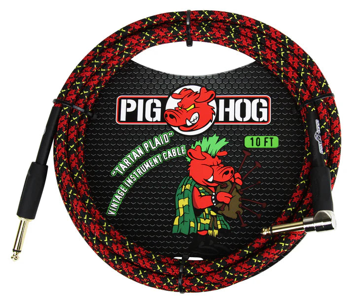 Pig Hog "Tartan Plaid" Instrument Cable, 10ft Right Angle - PCH10PLR