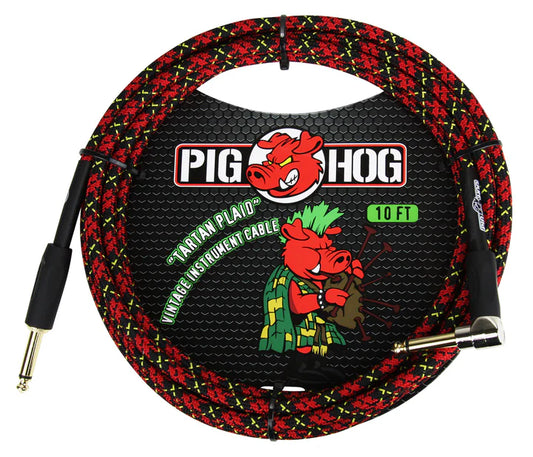 Pig Hog "Tartan Plaid" Instrument Cable, 10ft Right Angle - PCH10PLR