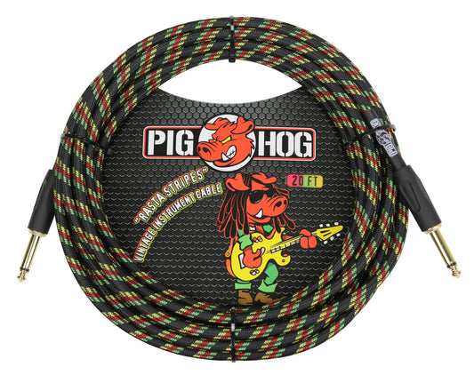 Pig Hog "Rasta Stripes" Instrument Cable, 20ft - PCH20RA