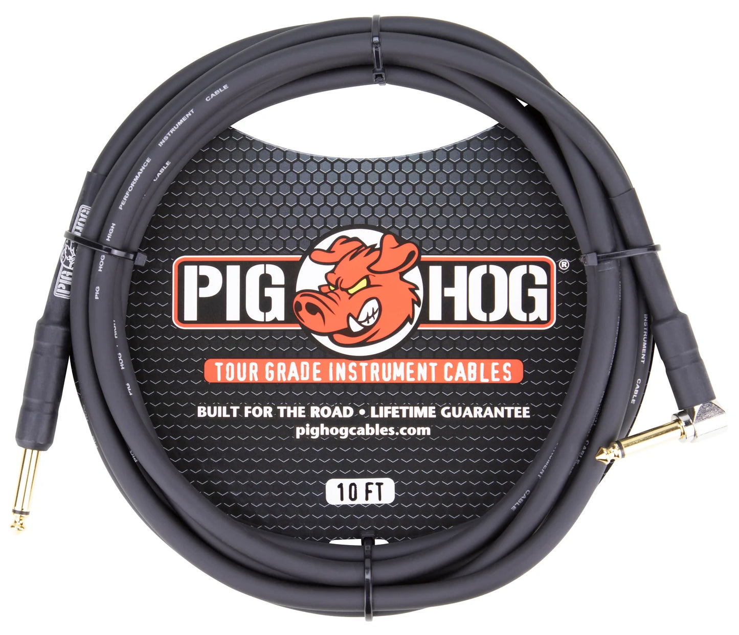 Pig Hog 10ft 1/4" - 1/4" Right Angle 8mm Instrument Cable - PH10R