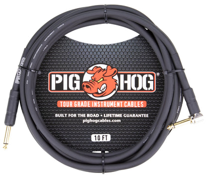 Pig Hog 10ft 1/4" - 1/4" Right Angle 8mm Instrument Cable - PH10R