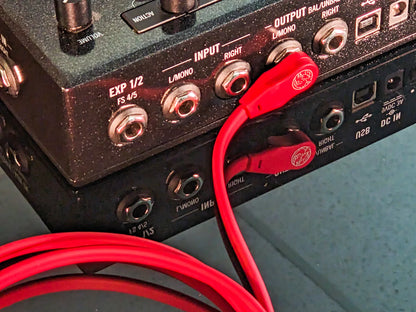 Pig Hog Lil Pigs 1ft Low Profile Patch Cables - 2 pack, Candy Apple Red - PHLSK1CA