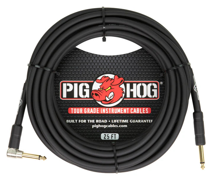 Pig Hog 25ft 1/4" - 1/4" Right Angle 8mm Instrument Cable - PH25R