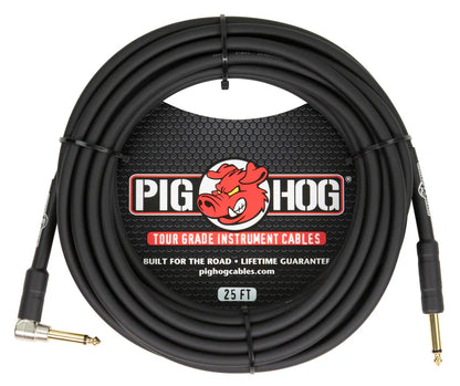 Pig Hog 25ft 1/4" - 1/4" Right Angle 8mm Instrument Cable - PH25R
