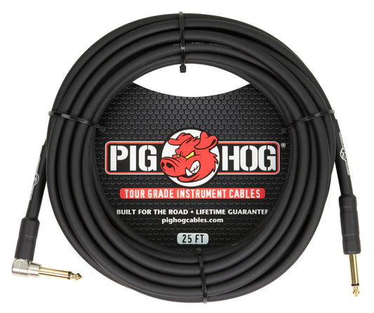 Pig Hog 25ft 1/4" - 1/4" Right Angle 8mm Instrument Cable - PH25R