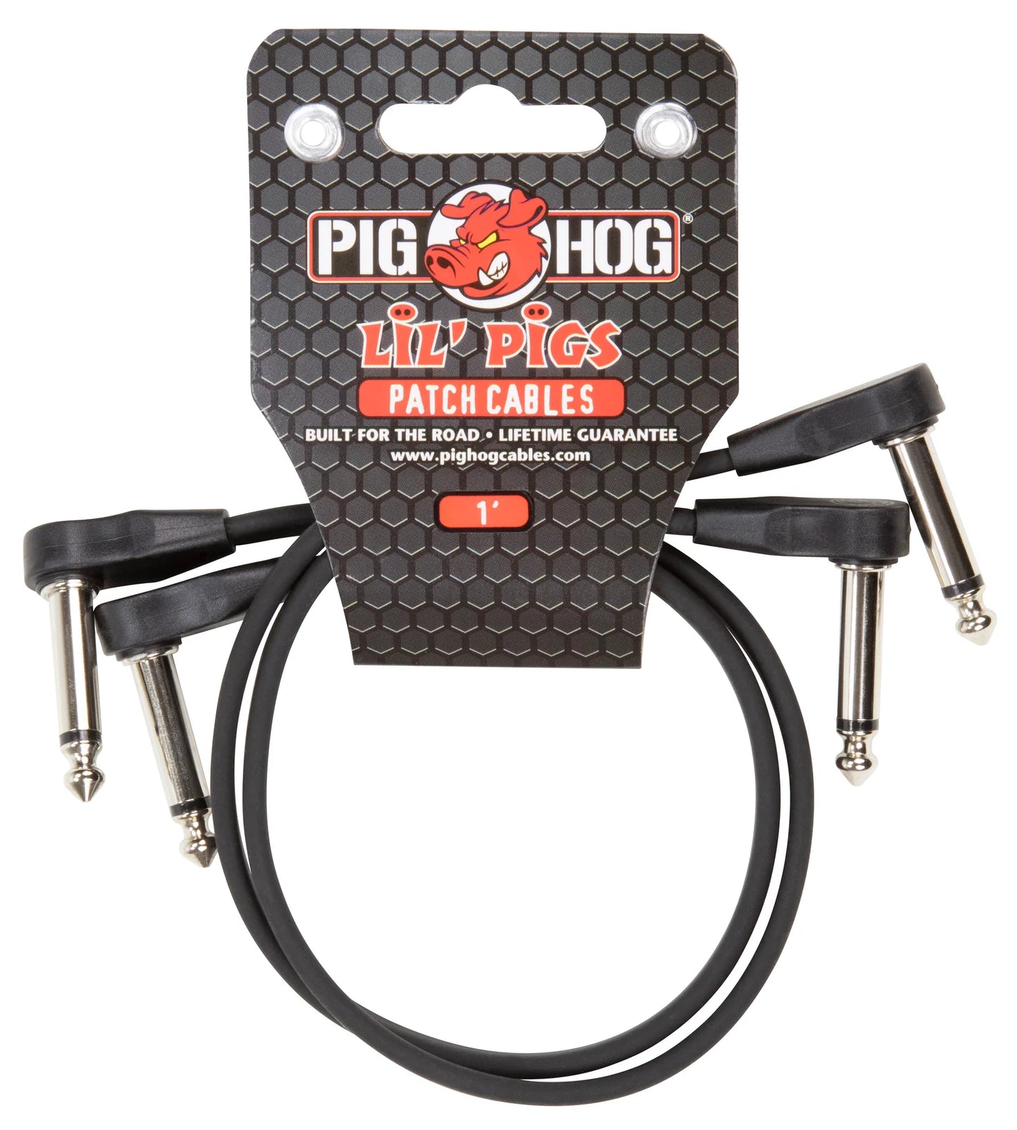 Pig Hog Lil Pigs 1ft Low Profile Patch Cables - 2 pack - PHLSK1BK